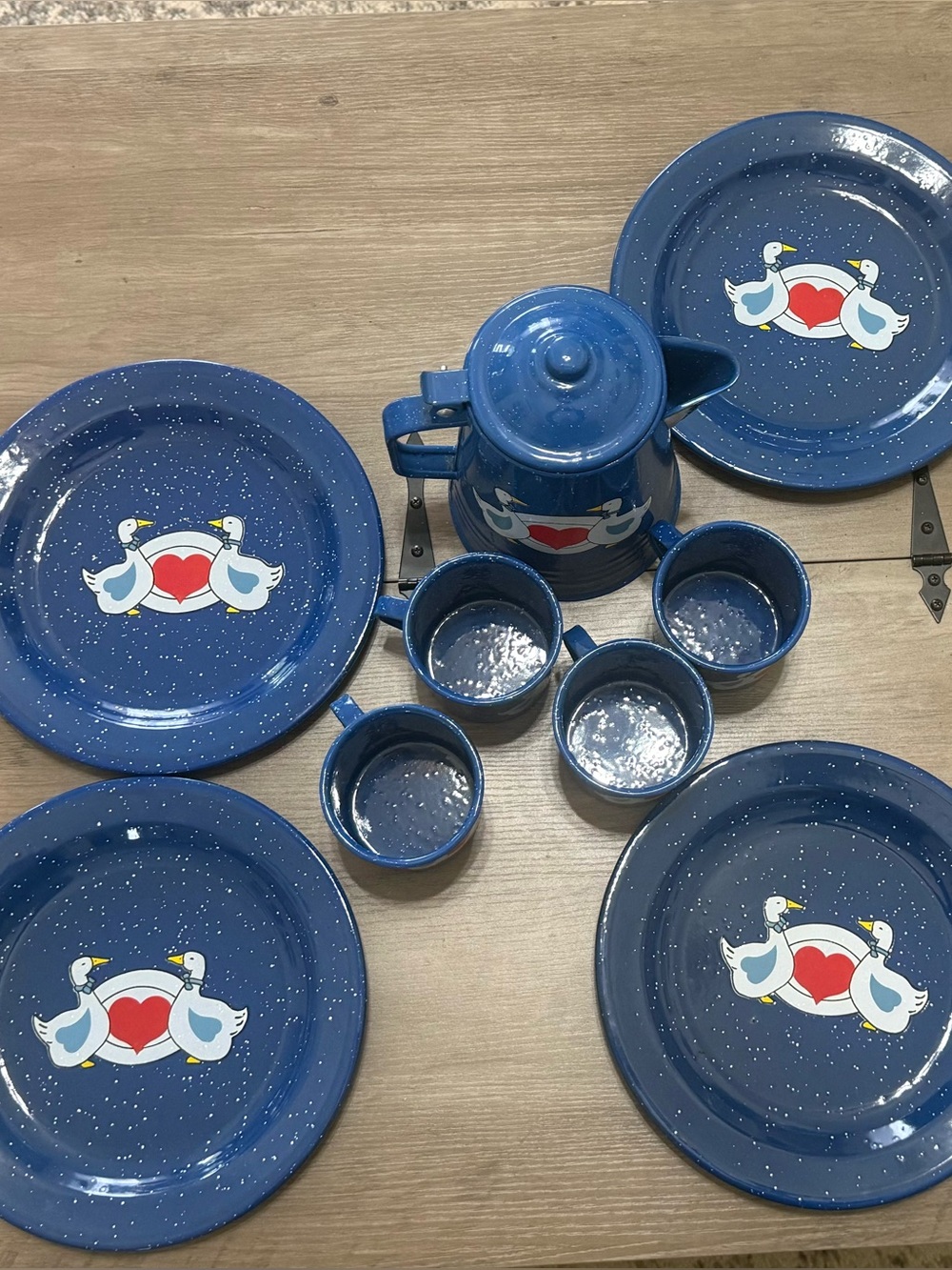 Vintage Tres Mexico Navy Blue 9 piece coffee pot, mugs, and plates